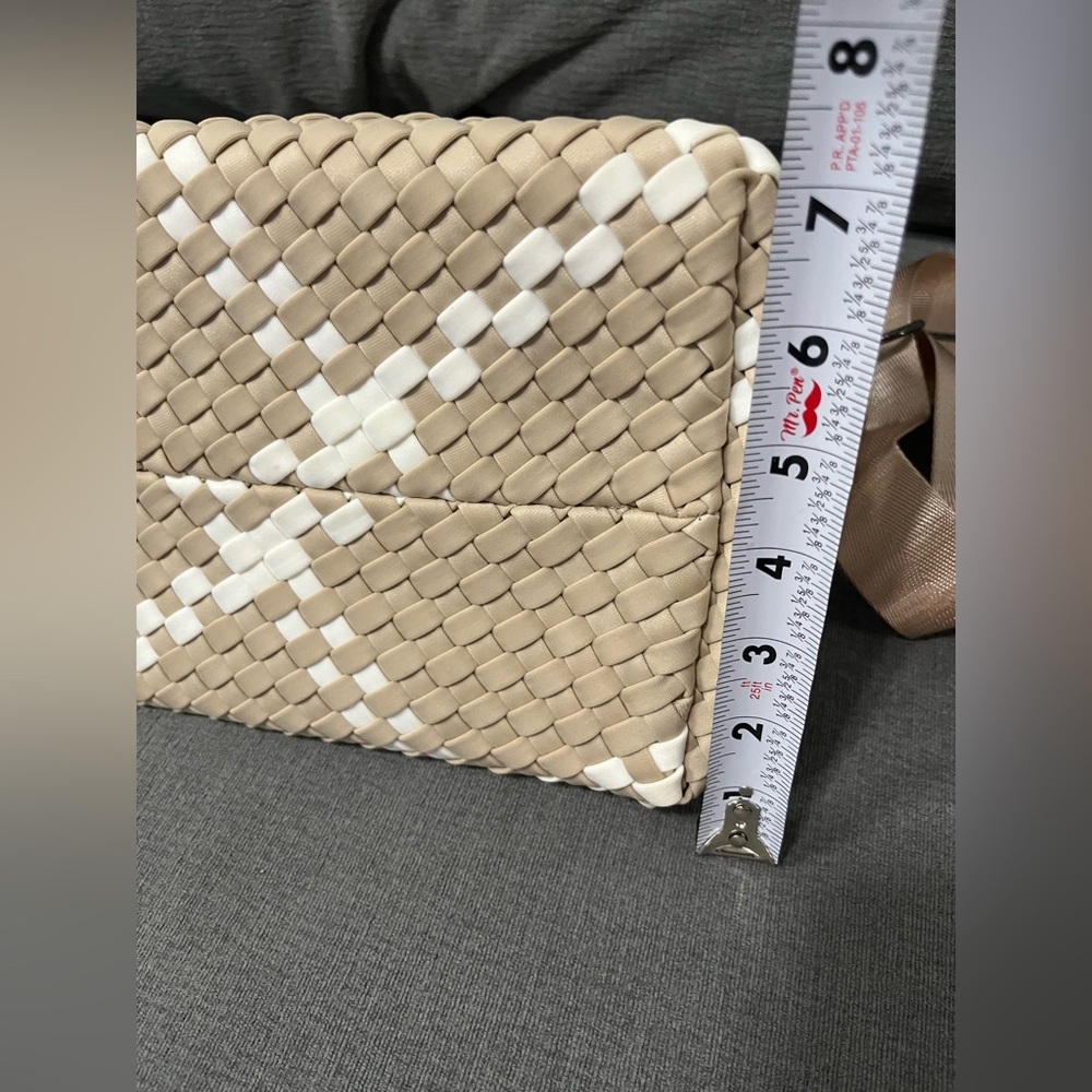 NAGHEDI NYC Elegant Tan Camel 
Women's St Barths Mini Rope Tote w/ White Details - Picture 2 of 8